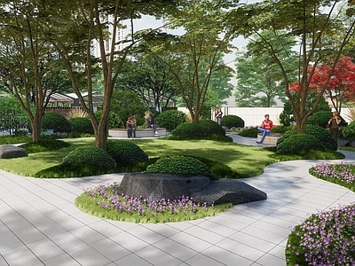 新中式景观口袋公园 街头公园 口袋公园 小游园 植物游园