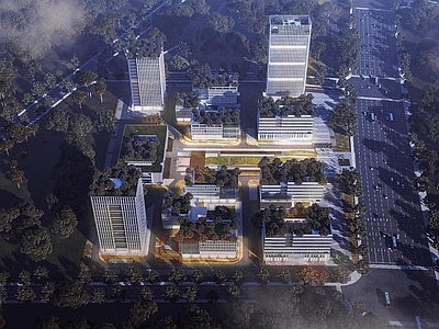 现代主义产业园办公楼 现代办公楼产业园 工业厂房建筑 研发中心建筑 多层办公