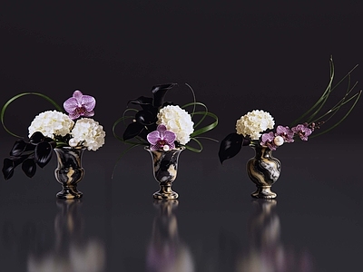 轻奢花瓶 2D现代轻奢花艺 现代侘寂花瓶花艺 法式复古花艺 高级感花艺 软装摆件
