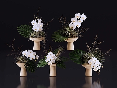 侘寂花瓶 2D现代轻奢花艺 现代侘寂花瓶花艺 法式复古花艺 高级感花艺 软装摆件