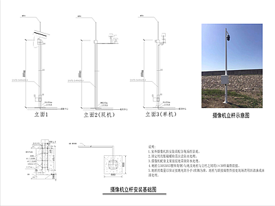 路面节点 摄像机立杆节点图 单机多机