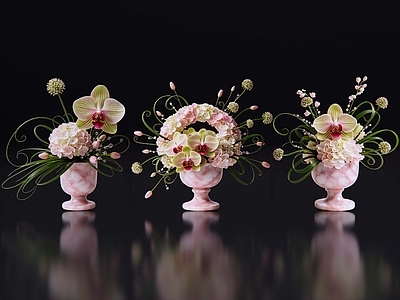 法式花瓶 2D现代轻奢花艺 现代侘寂花瓶花艺 法式复古花艺 高级感花艺 软装摆件