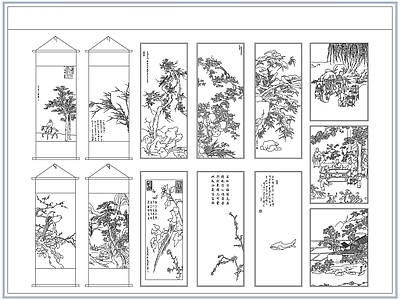 综合软装摆件图库 新中式装饰挂画