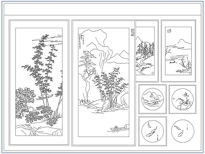 综合软装摆件图库 新中式装饰挂画