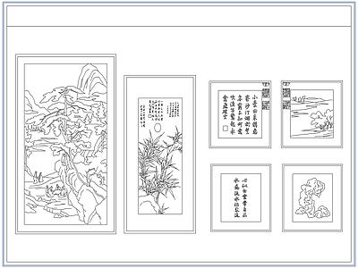 综合软装摆件图库 新中式装饰挂画