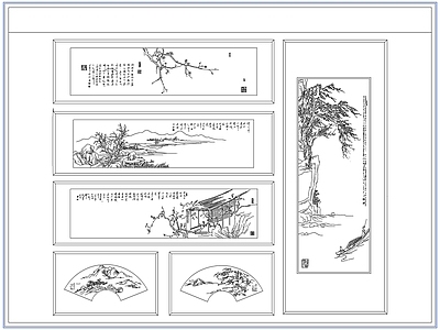 综合软装摆件图库 新中式装饰挂画