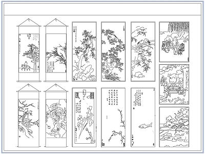 综合软装摆件图库 新中式装饰挂画