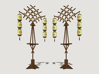 中式景观灯 灯笼架 节日美陈架 竹廊架
