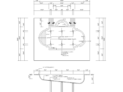 游泳馆建筑 异形泳池施工图 泳池平剖成套图 桩基支承式泳池 SPA泡池大样图