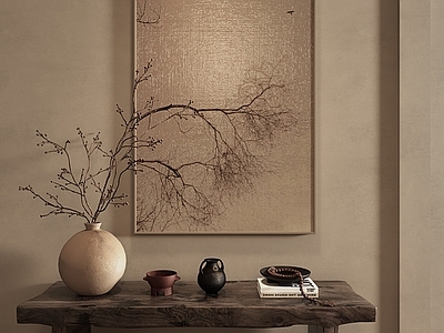 侘寂挂画 新中式装饰画 大地色肌理画 宋式飞鸟画