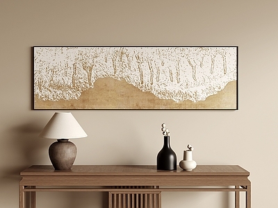新中式抽象画 侘寂风景横画 卧室国风长条挂画 复古风景长画