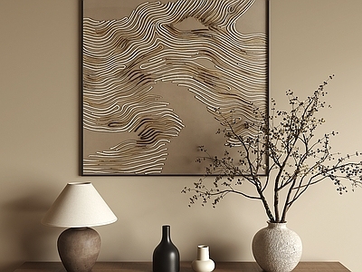 侘寂抽象挂画 中古流线肌理挂画 肌理线条方版挂画 肌理抽象方画 大地色层纹装饰画