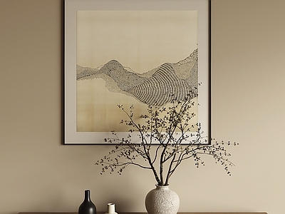 新中式抽象挂画 侘寂意境山水画 中古浅调山水挂画 禅意风景方画