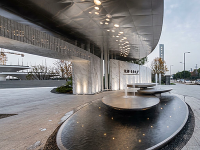 酒店景观 现代入口水景 酒店入口水景 展示区入口水景 施工图纸