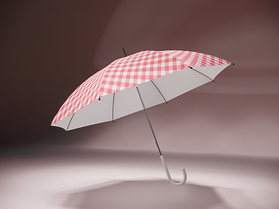 复古遮阳伞 轻奢格纹长柄雨伞 文艺道具雨伞 粉白格子雨具 弯钩复古雨伞