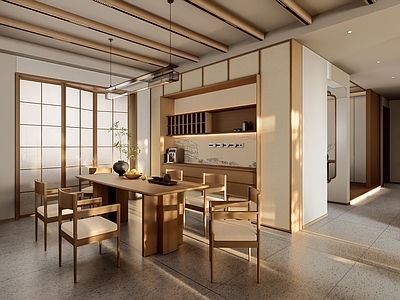 新中式客餐厅 宋氏餐厅 餐边柜