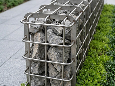 其他景观 石笼景墙施工详图 石笼矮墙节点大样 石笼网箱施工详图 施工图纸