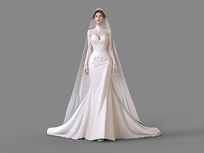 极简女人 法式婚纱 婚庆礼服 白色婚纱 礼服模特