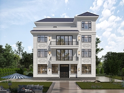 新中式别墅外观 乡村自建房 欧式自建房 别墅 自建房 乡村别墅