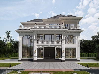 欧式别墅外观 乡村自建房 乡村别墅 欧式别墅 别墅 自建房