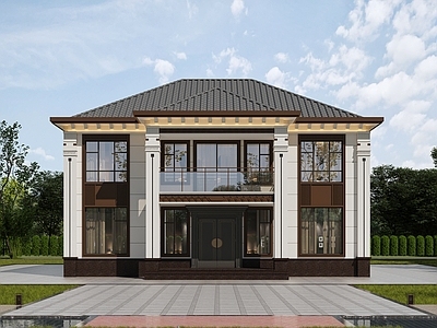 新中式别墅外观 乡村自建房 乡村别墅 新中式别墅 欧式别墅 自建房