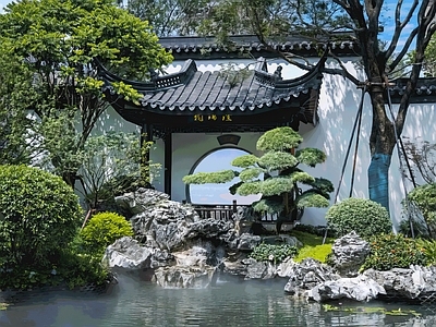 亭子 中式仿古景观半亭 中式马头墙景亭 中式木构青瓦景亭