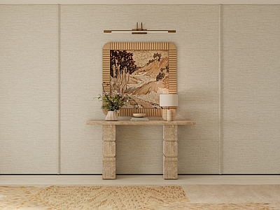 侘寂玄关 条案 案几 装饰画 挂画 花艺