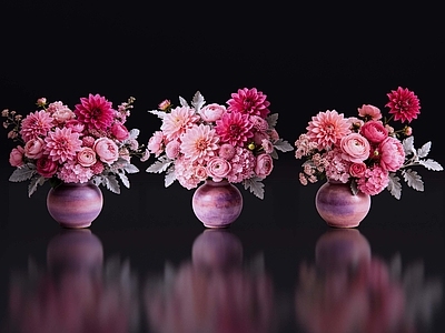 极简花瓶 2D现代轻奢花艺 现代侘寂花瓶花艺 法式复古花艺 高级感花艺 软装摆件