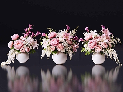 法式花瓶 2D现代轻奢花艺 现代侘寂花瓶花艺 法式复古花艺 高级感花艺 软装摆件