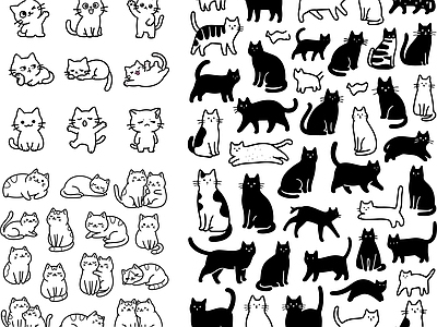 其他图库 花纹 剪影 线稿 贴图 小猫