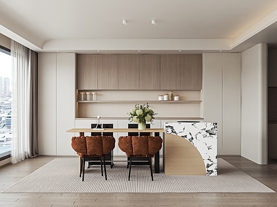 现代简约岛台餐厅 现代风格餐厅