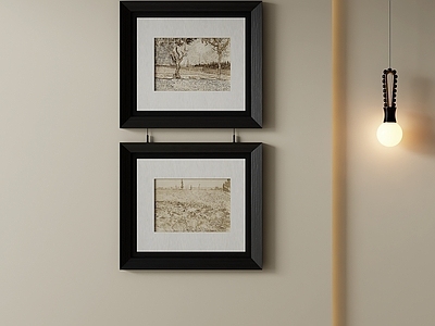 极简挂画 复古风景装饰画 中古速写方挂画 手稿风景组合画