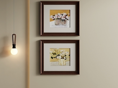 中古风挂画 手绘组合画 肌理装饰画 复古花艺组合画