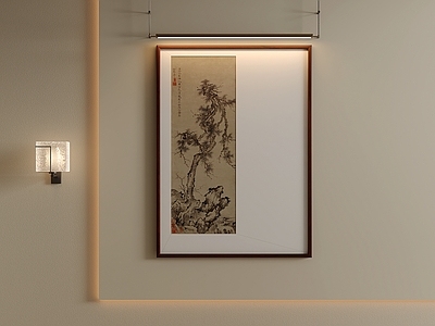 新中式挂画 宋式苍松挂画 禅意松石装饰画 水墨劲松装饰画
