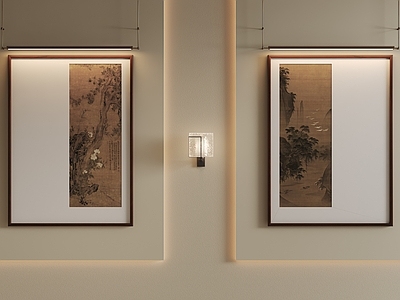 新中式挂画 水墨山水装饰画 禅意古木装饰画 写意花木山水挂画