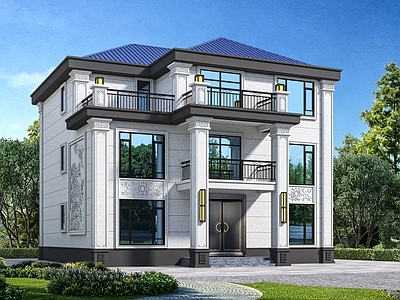 新中式别墅外观 中式风格别墅 别墅 农村自建房