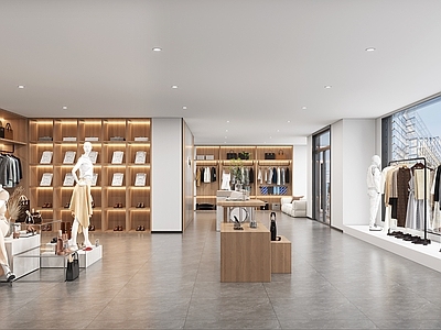 现代简约服装店 服装店 服装展示柜 展台