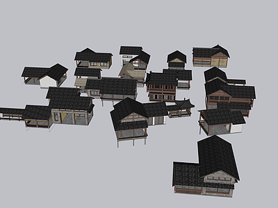 中式古建古建筑 木建筑 小吃 古建