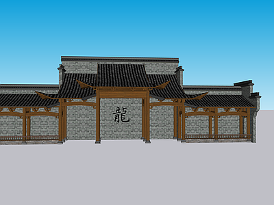 中式古建古建筑 古建 门头 大门