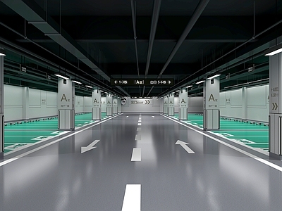 现代小区建筑 地下停车场