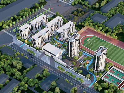 现代主义小区建筑 小区建筑 现代住宅 小区景观
