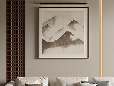 新中式山水画 侘寂水墨山水挂画 禅意装饰画 中古写意山水挂画