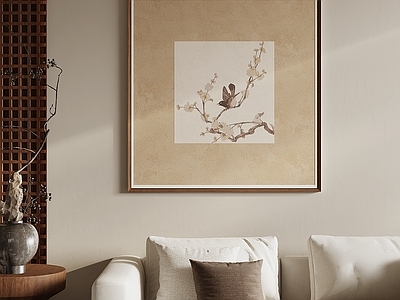 新中式宋式挂画 原木风 中古花鸟装饰画 禅意装饰画