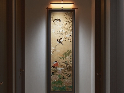新中式挂画 鸟禽画作 壁挂装饰 走廊挂画 画框照明 挂画