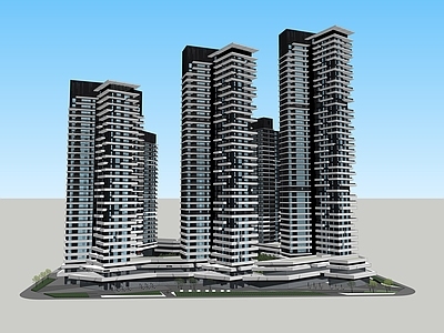 现代主义小区建筑 成都万华麓湖 豪宅小区