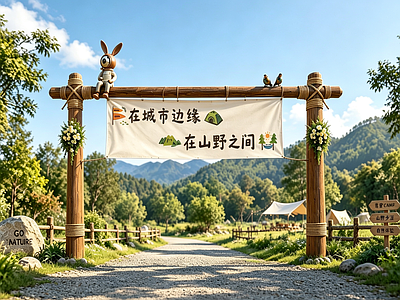 其他乡村景观 露营基地入口标识 门架露营入口