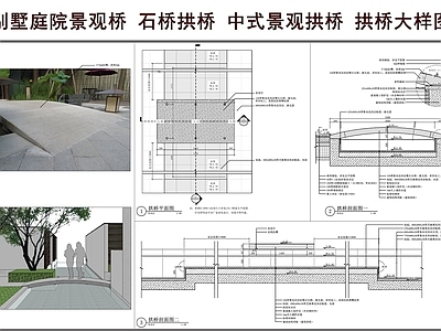 景观节点 别墅庭院景观桥 中式景观拱桥 石桥拱桥 拱桥大样图