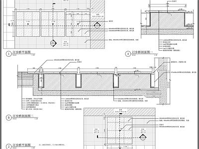 景观节点 汀步桥 花岗岩汀步桥 景观小品 石桥剖面