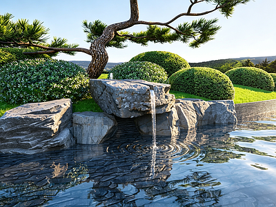 禅意跌水 景石跌水景 庭院景石水景 景石水钵水景 石头组合水景 自然景石水景