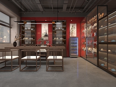 新中式茶叶店 茶室 茶叶店 品茗 茶舍 品茶区